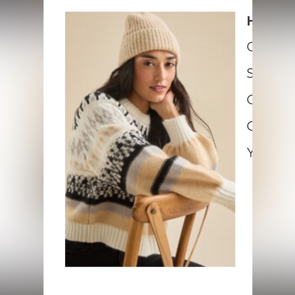 Altar'd State Hayden Cropped Sweater - Black, White, Tan - Picture 4 of 4